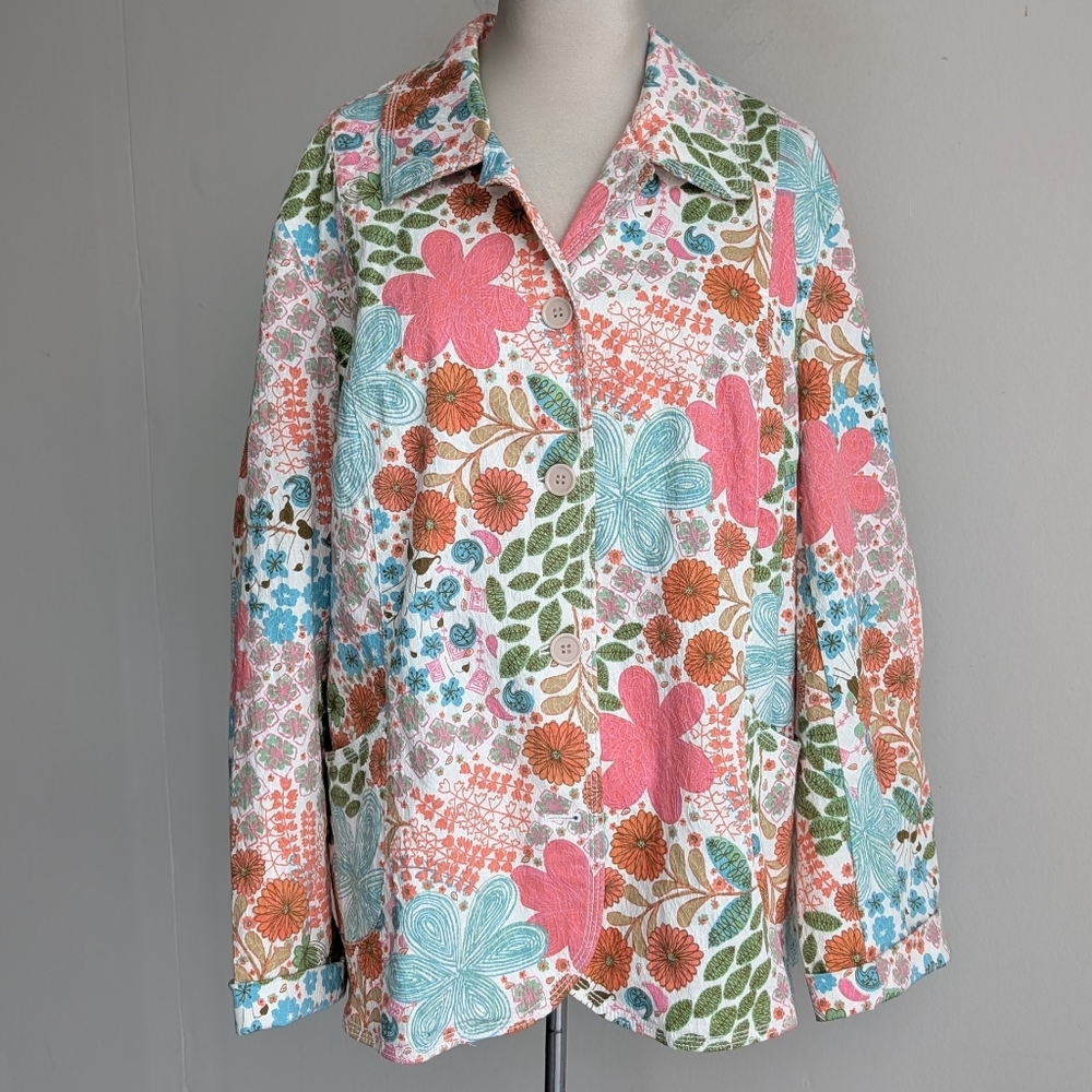 Koret Floral Cotton Button-Up Jacket
